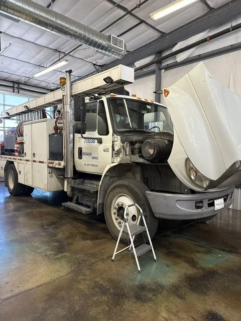 GM Duramax diesel truck being serviced at Modern Diesel Solutions in Lake Havasu City